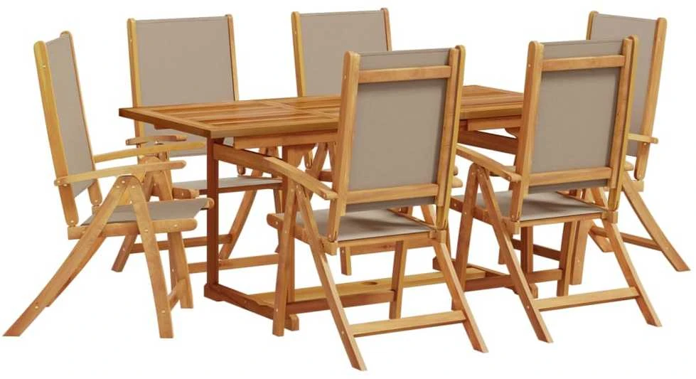 Sodo valgomojo komplektas, 7 dalių, akacija ir tekstilenas