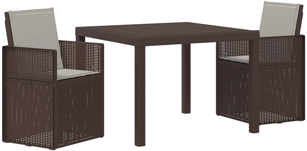 Sodo valgomojo komplektas 3 pcs Rudas ir šviesiai pilkas PP