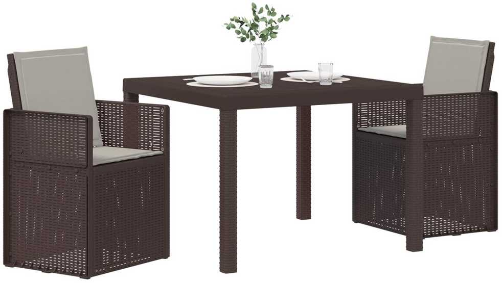 Lauko baldų komplektas Sodo valgomojo komplektas 3 pcs Rudas ir šviesiai pilkas PP