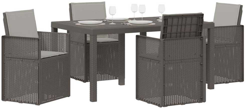 Lauko baldų komplektas Sodo valgomojo komplektas 5 vnt. Šviesiai pilka PP