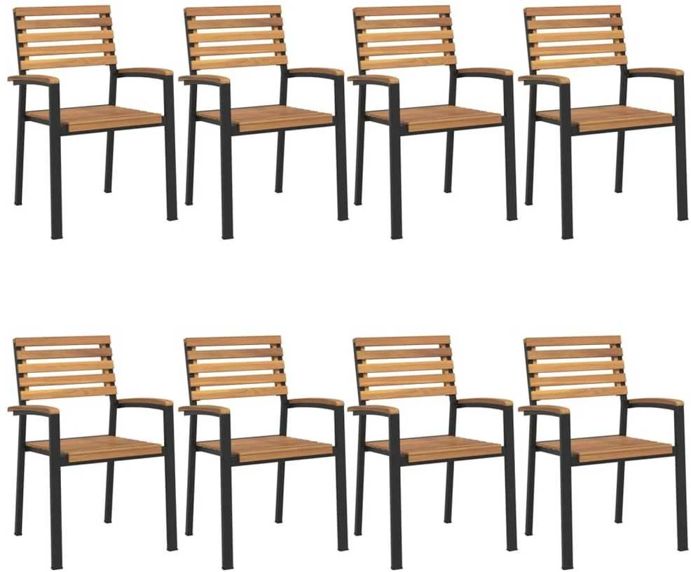 Lauko baldų komplektas Sodo valgomojo komplektas, 9 dalių, akacijos masyvas ir metalas