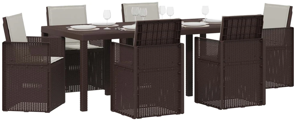 Sodo valgomojo komplektas 7 vnt. Ruda ir šviesiai pilka PP