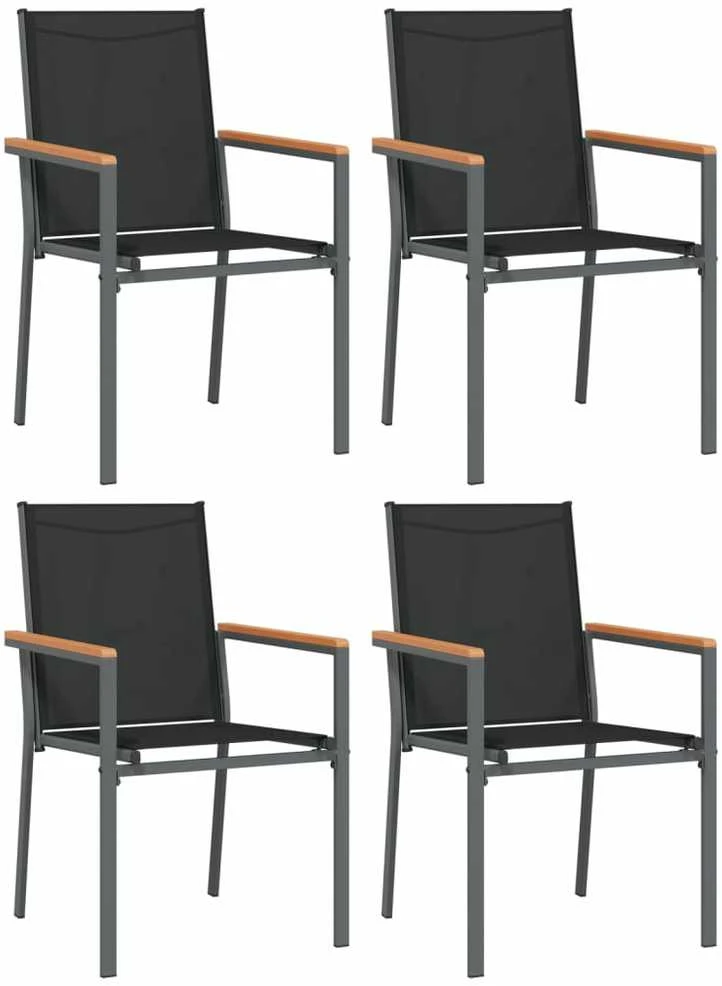 Lauko baldų komplektas Sodo valgomojo komplektas, 5 dalių, juodas, tekstilenas/plienas
