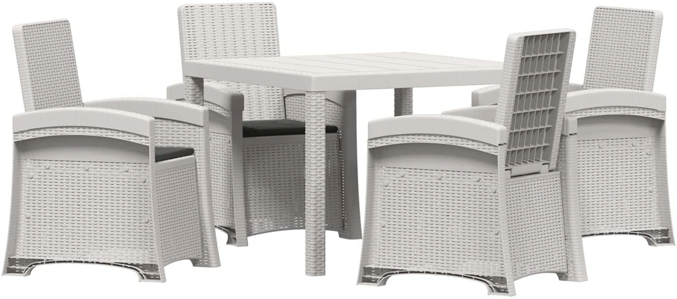 Lauko baldų komplektas Sodo valgomojo komplektas 5 vnt. Balta ir antracito 100 cm PP