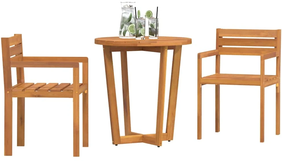 Sodo valgomojo komplektas, 3 dalių, akacijos masyvas