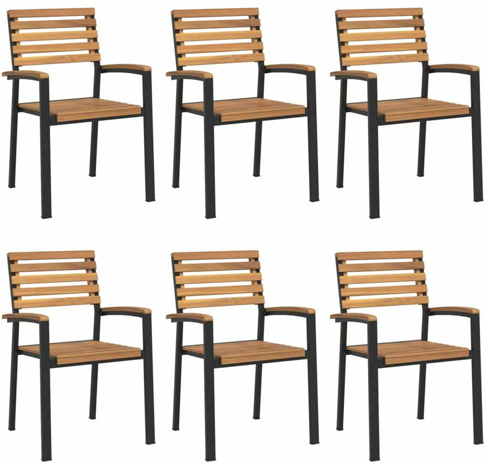 Lauko baldų komplektas Sodo valgomojo komplektas, 7 dalių, akacijos masyvas ir metalas