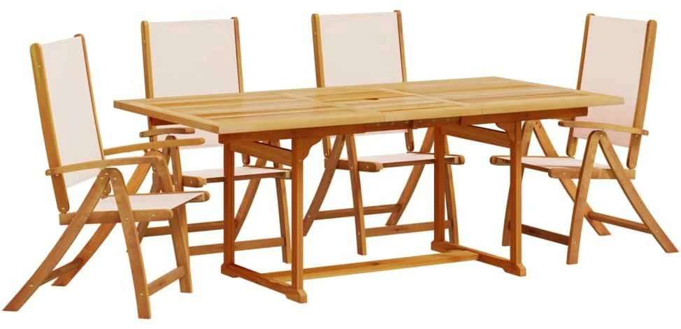 Lauko baldų komplektas Sodo valgomojo komplektas, 5 dalių, akacija ir tekstilenas
