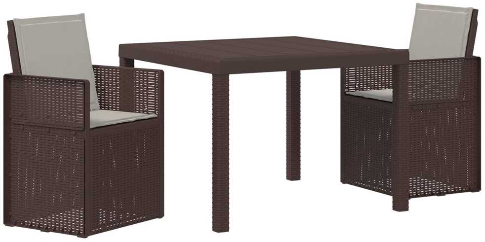 Lauko baldų komplektas Sodo valgomojo komplektas 3 pcs Rudas ir šviesiai pilkas PP