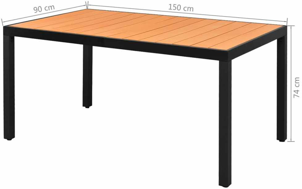 Sodo valgomojo komplektas, 7 dalių, juodas/rudas, PVC ratanas