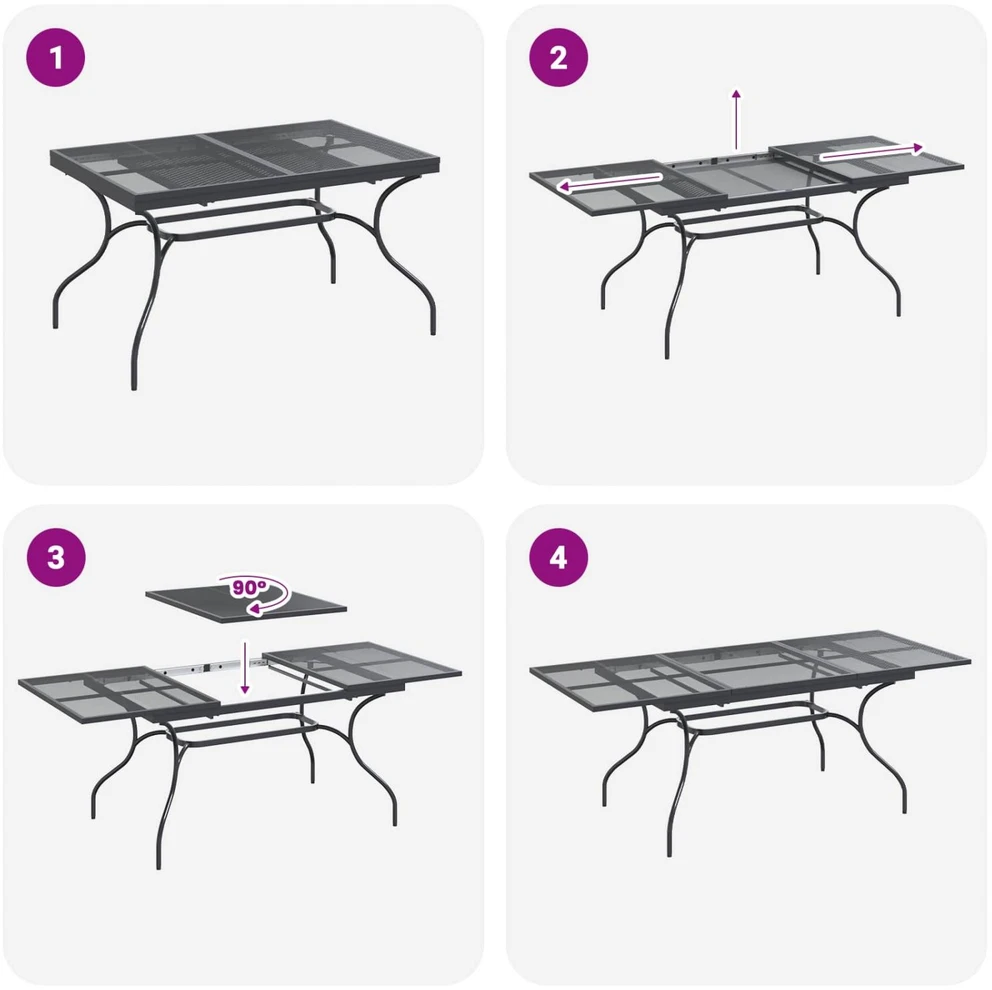 Sodo valgomojo komplektas 9 vnt. Antracito Tinklas ir plienas
