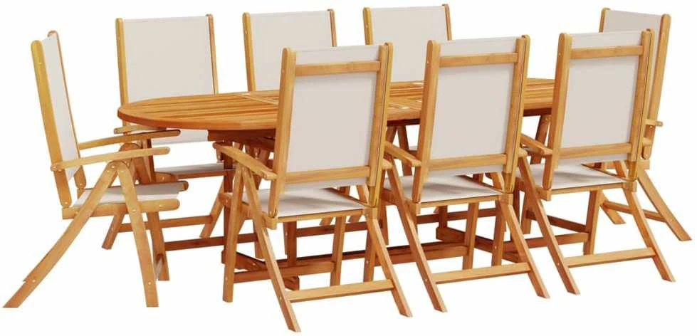 Sodo valgomojo komplektas, 9 dalių, akacija ir tekstilenas