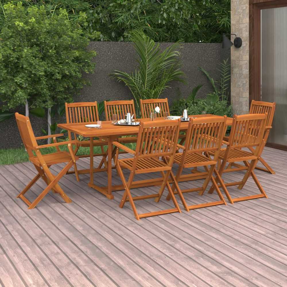 Lauko baldų komplektas Sodo valgomojo komplektas, 9 dalių, 220x90x75 cm, akacija