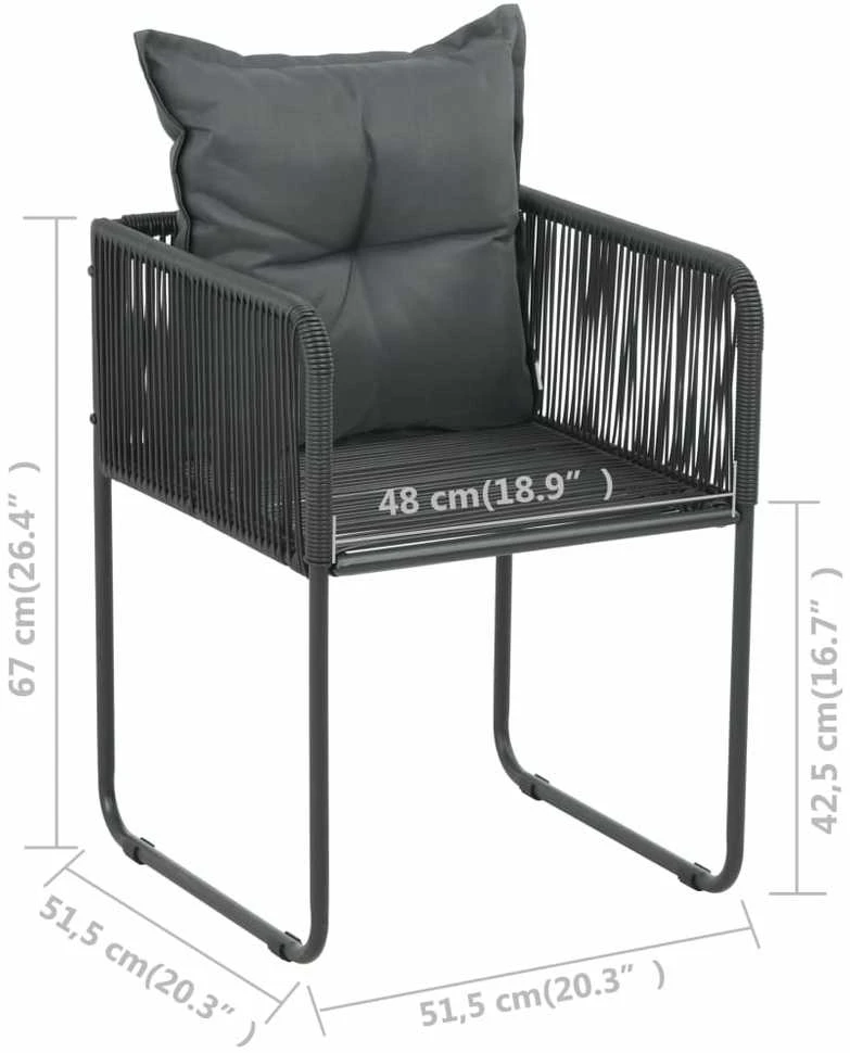 Lauko baldų komplektas Sodo valgomojo komplektas, 5 dalių, juodas, PVC ratanas