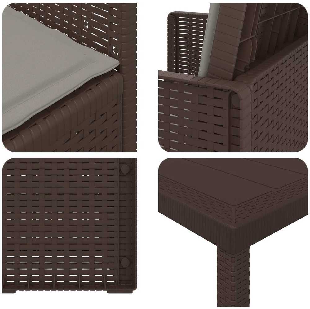 Lauko baldų komplektas Sodo valgomojo komplektas 3 pcs Rudas ir šviesiai pilkas PP