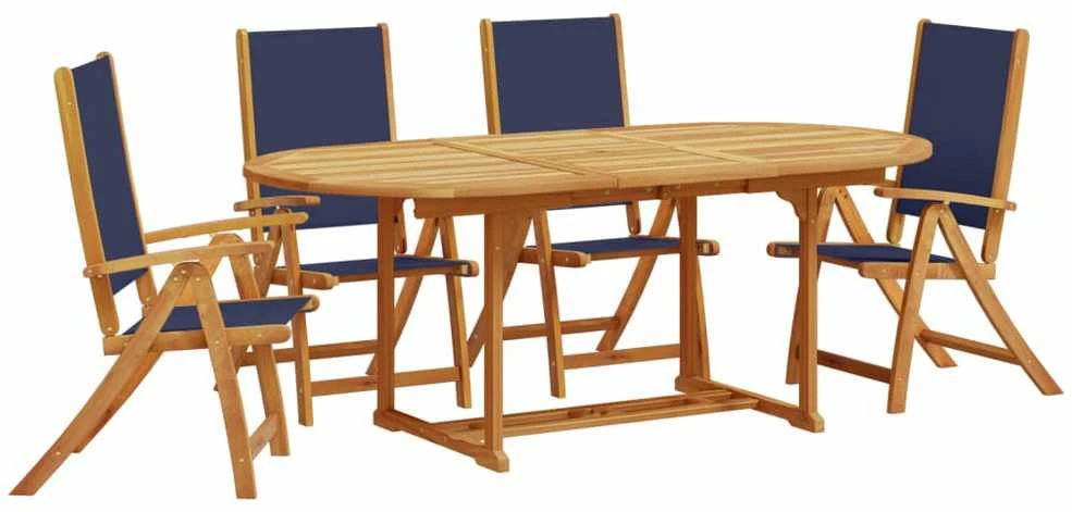 Lauko baldų komplektas Sodo valgomojo komplektas, 5 dalių, akacija ir tekstilenas
