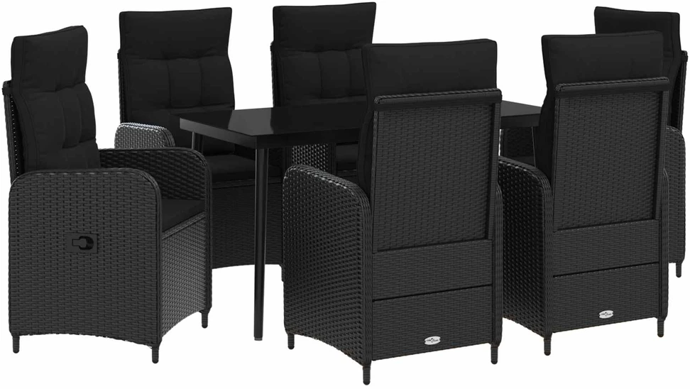 Lauko baldų komplektas Sofa Stalo Rinkinys 7 vnt. Juoda