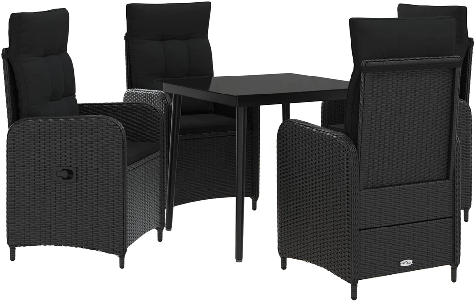 Lauko baldų komplektas Sofa Stalo Rinkinys 5 vnt. Juoda