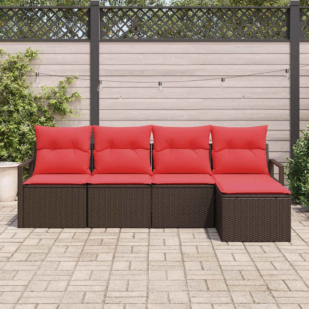 Sofos komplektas su pagalve 5 pcs Ruda poliratanas