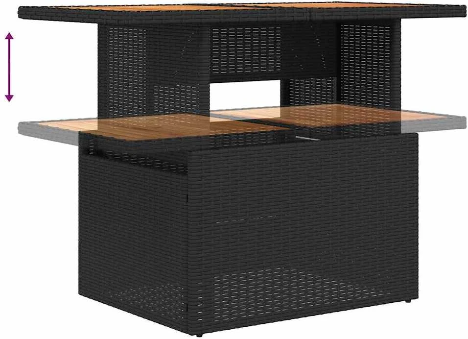 Lauko baldų komplektas Sofos komplektas su pagalvėlėmis, 7 dalių, juodas, poliratanas