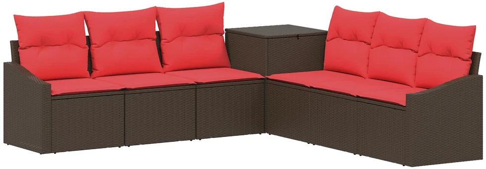 Lauko baldų komplektas Sofos komplektas 7 vnt. Ruda ir raudona 123 x 62 x 69 cm