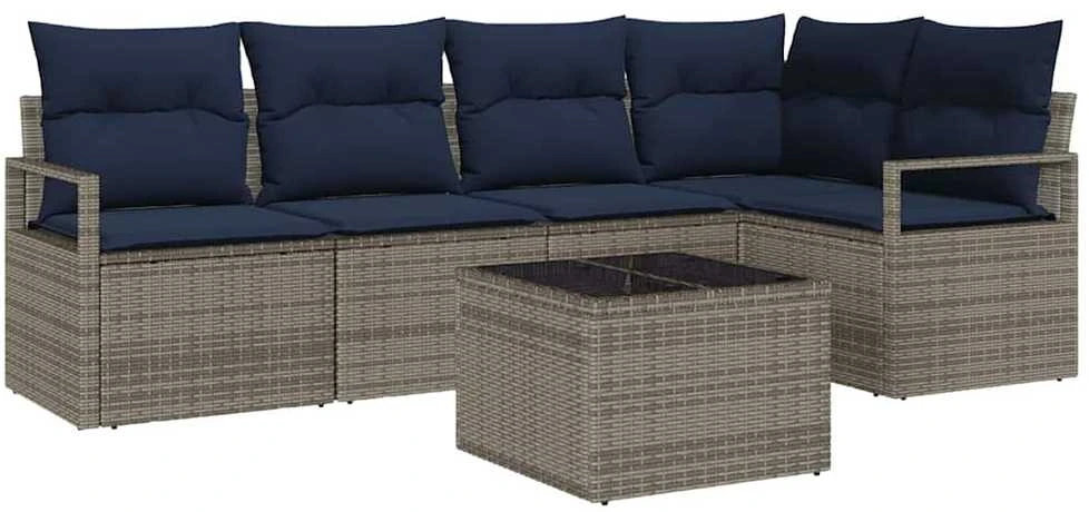 Lauko baldų komplektas Sofos komplektas 6 pcs Pilka poliratanas