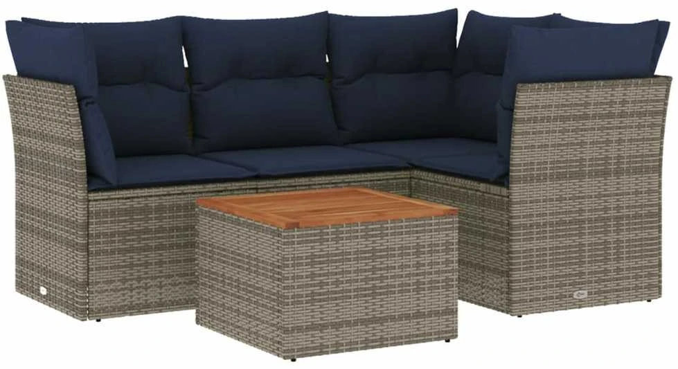 Sofos komplektas su pagalvėlėmis, 5 dalių, pilkas, poliratanas