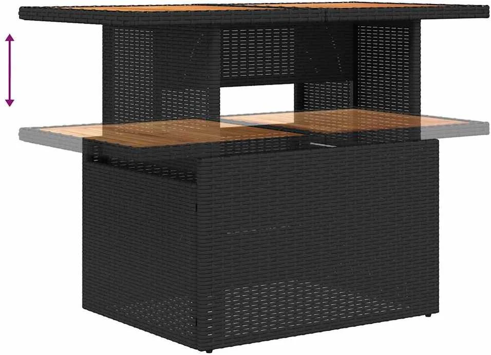 Lauko baldų komplektas Sofos komplektas su pagalvėlėmis, 7 dalių, juodas, poliratanas