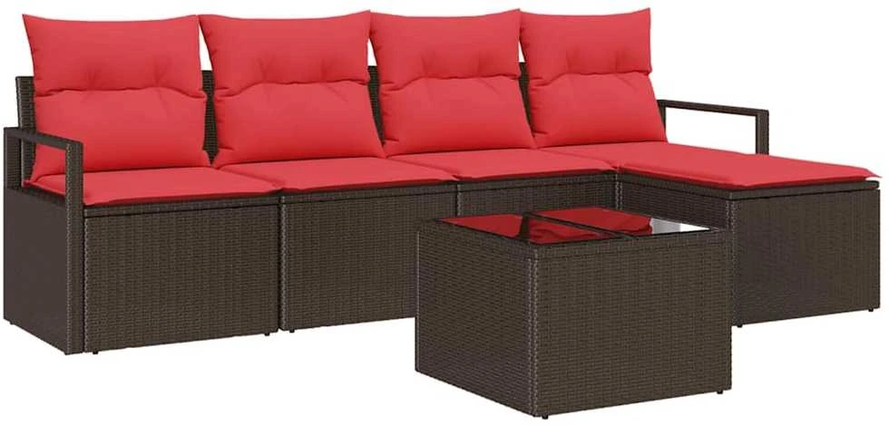 Sofos komplektas su pagalve 6 pcs Ruda poliratanas