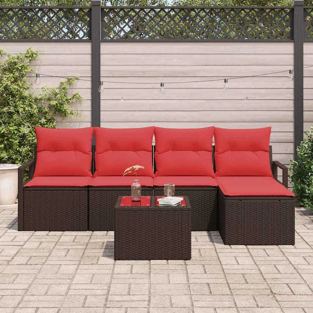 Sofos komplektas su pagalve 6 pcs Ruda poliratanas