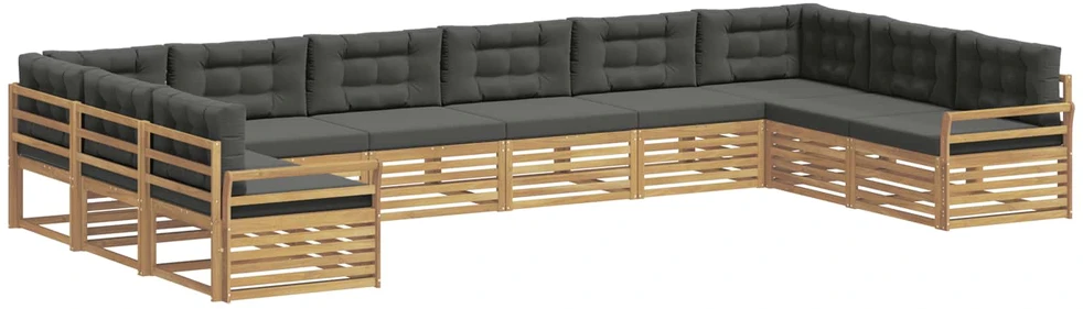 Lauko baldų komplektas Sofų komplektai 10 vnt. Balta ir antracito Polyester
