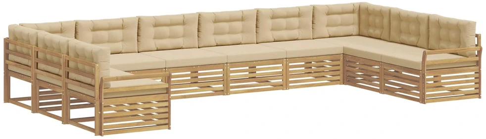 Lauko baldų komplektas Sofų komplektai 10 vnt. Balta ir kreminė Polyester