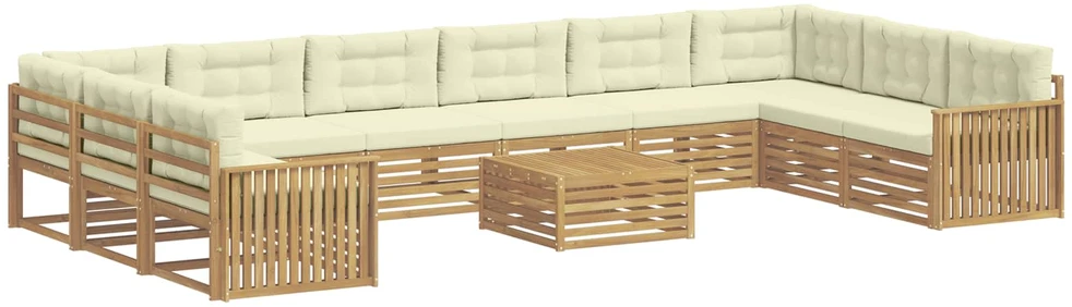 Lauko baldų komplektas Sofų komplektai 11 vnt. 10 vietos Balta ir kreminė Polyester