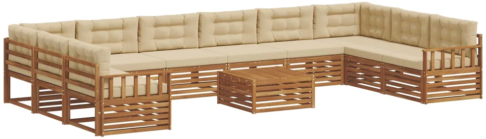 Lauko baldų komplektas Sofų komplektai 11 vnt. Natūralus ir bežinis