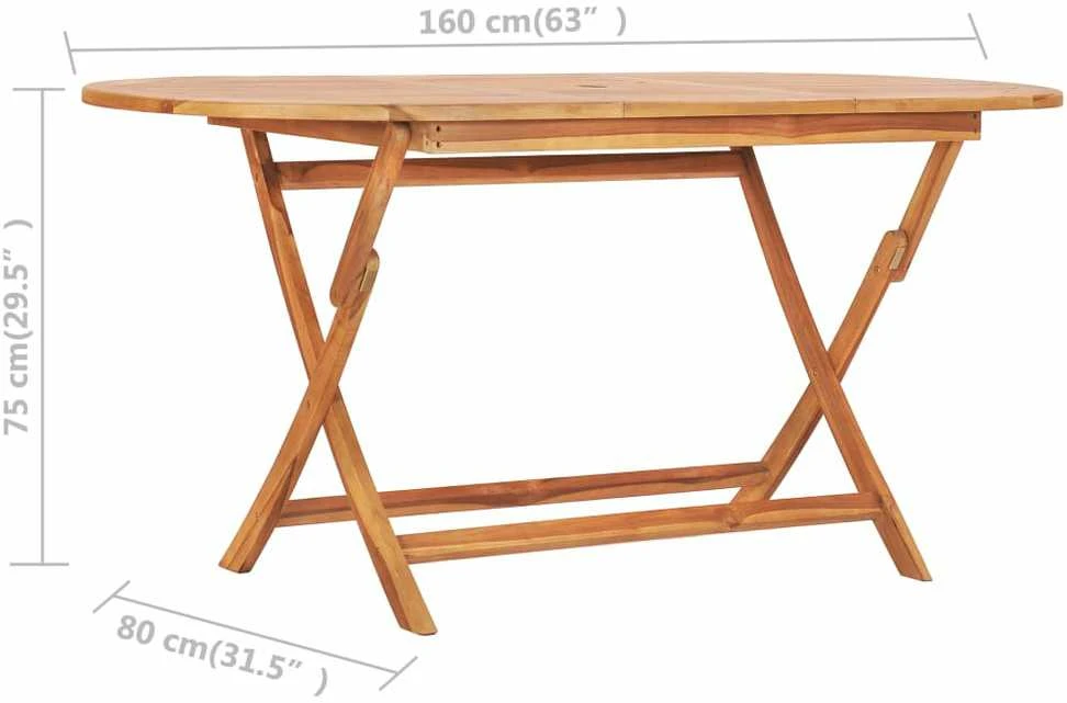 Lauko baldų komplektas VidaXL Sulankstomas lauko valgomojo komplektas, 7 dalių, tikmedis