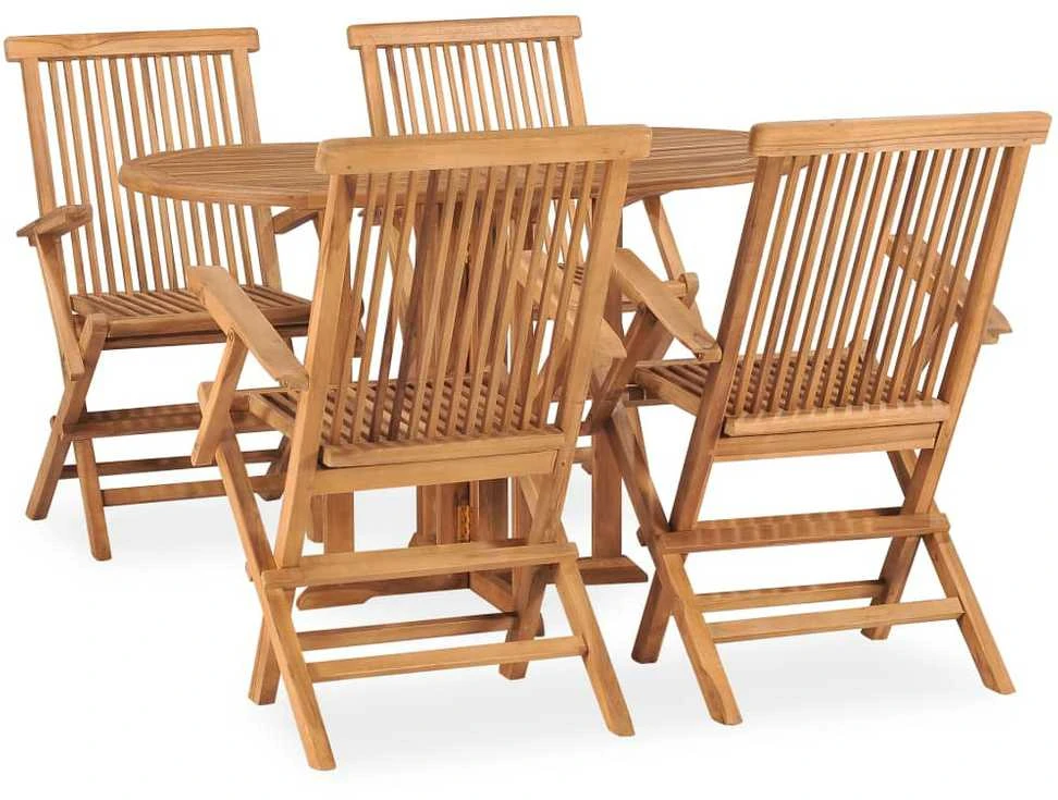 Lauko baldų komplektas VidaXL Sulankstomas lauko valgomojo komplektas, 5 dalių, tikmedis