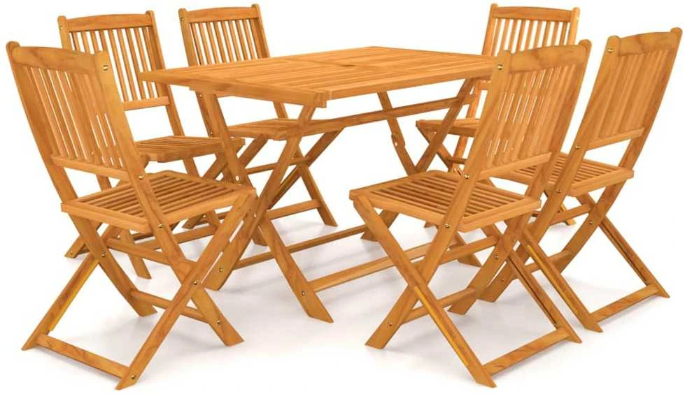 Lauko baldų komplektas Sulankstomas valgomojo komplektas, 7 dalių, akacijos masyvas