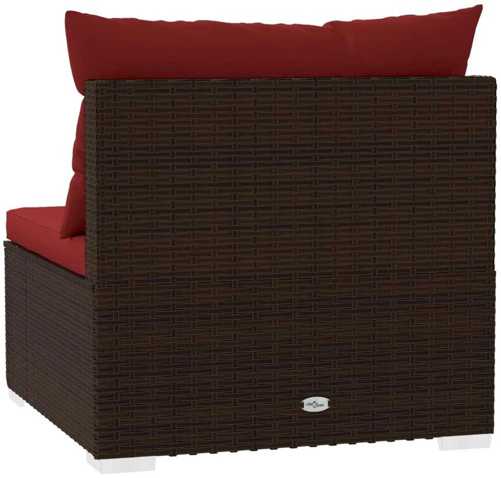 Trivietė sofa su pagalvėlėmis, rudos spalvos, poliratanas