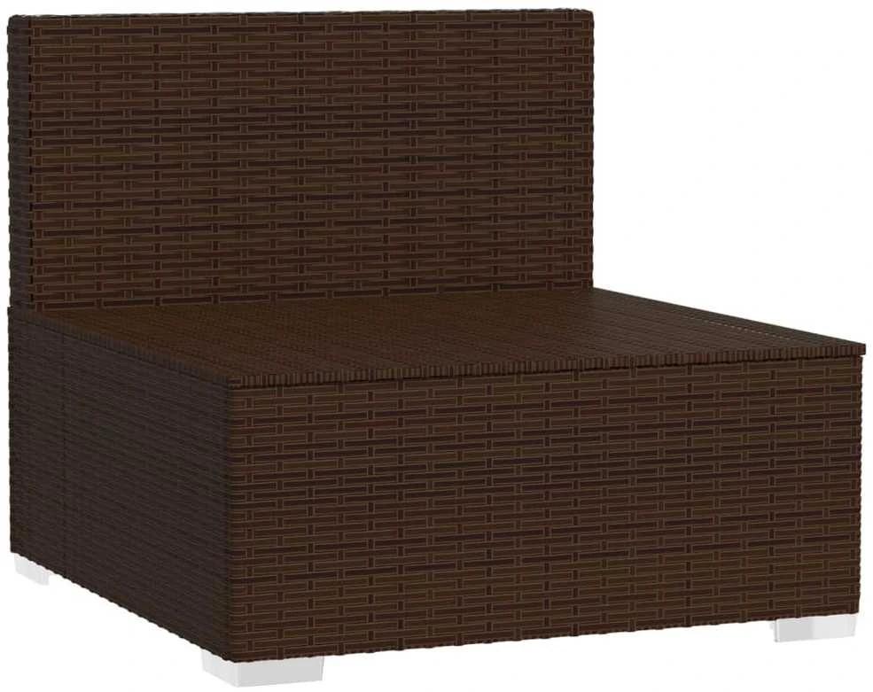 Trivietė sofa su pagalvėlėmis, rudos spalvos, poliratanas