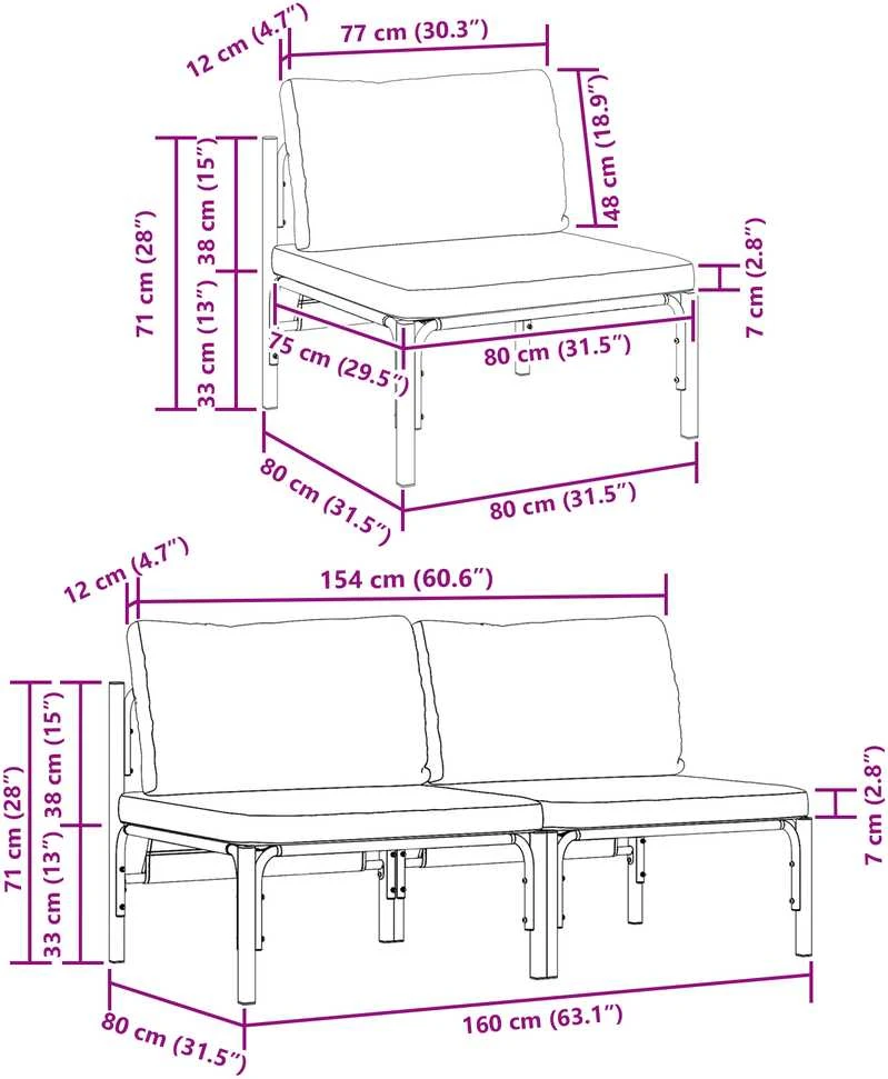 Lauko Baldai 2 Vienetas Antracitas 80 x 80 x 71 cm Plienas