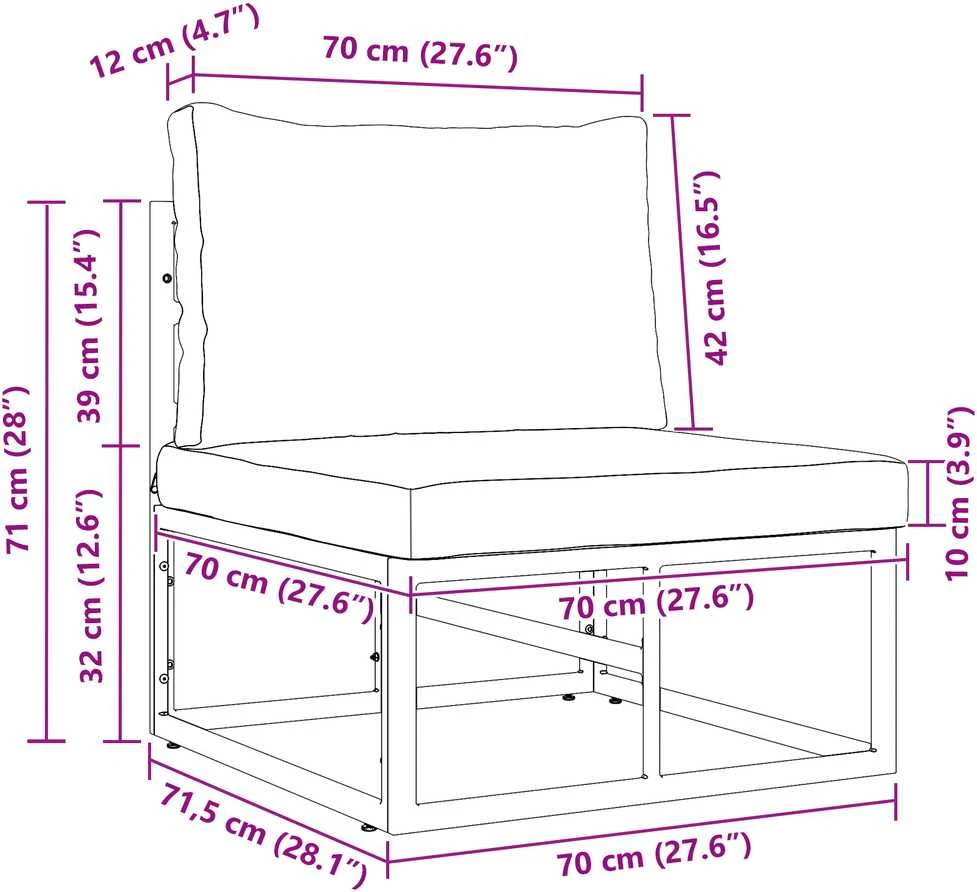 Lauko Baldai metalas Juoda ir Antracitas 70 x 71,5 x 71 cm