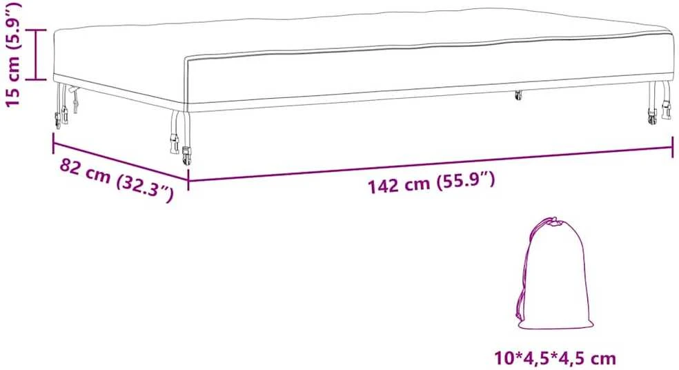 Stalo uždengimas 142 x 82 x 15 cm audinys Stačiakampio Juoda