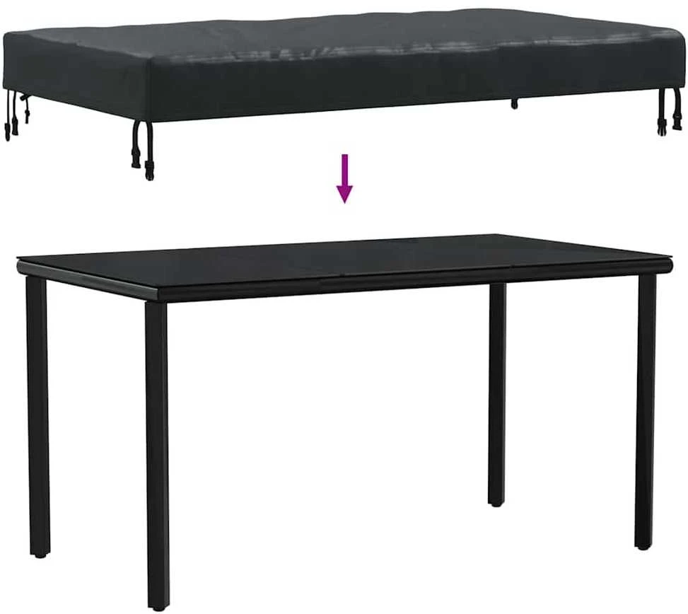 Stalo uždengimas 142 x 82 x 15 cm audinys Stačiakampio Juoda