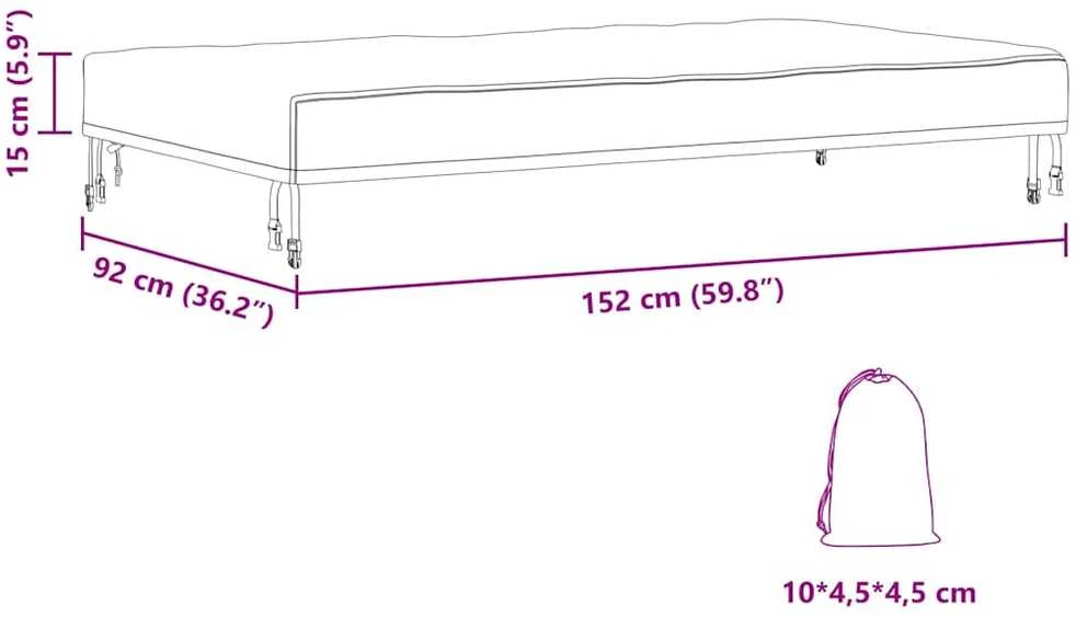 Stalo uždengimas 152 x 92 x 15 cm audinys Stačiakampio Juoda