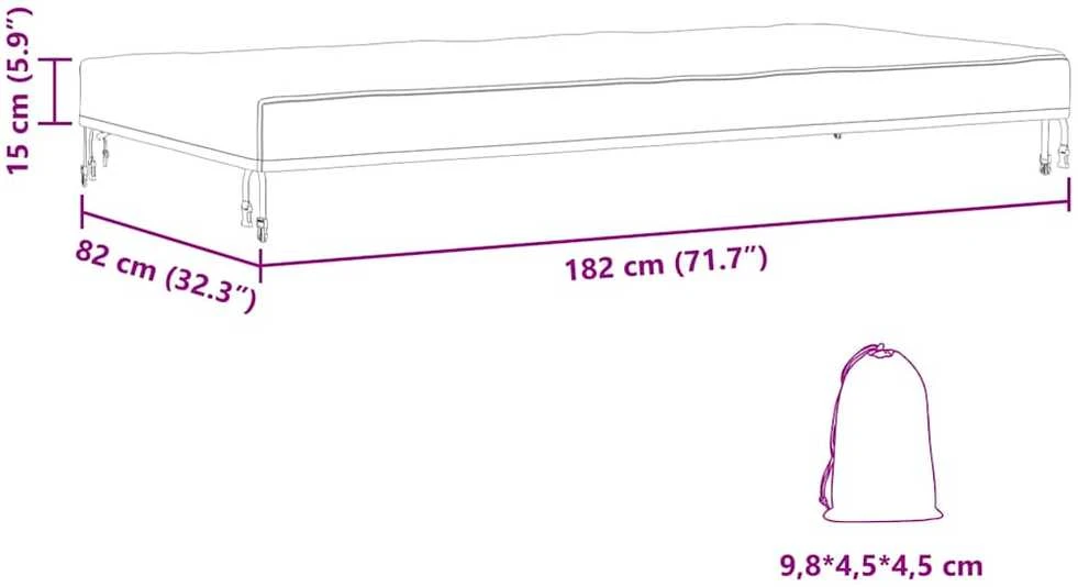 Stalo uždengimas 182 x 92 x 15 cm audinys Stačiakampio Juoda