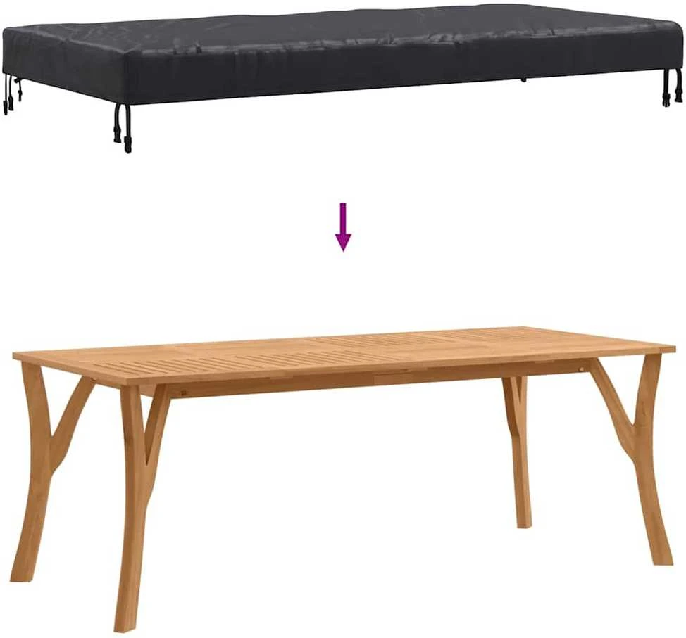 Stalo uždengimas 182 x 92 x 15 cm audinys Stačiakampio Juoda