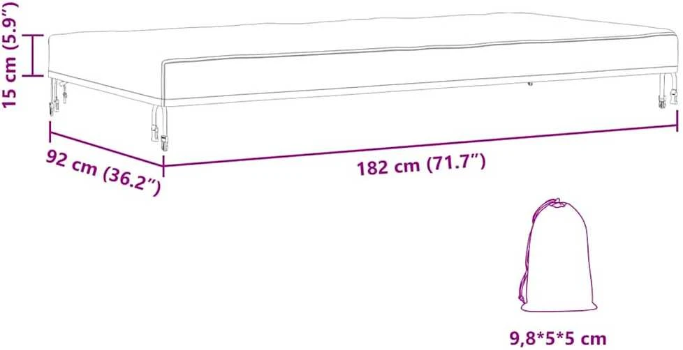 Stalo uždengimas 182 x 92 x 15 cm audinys Stačiakampio Juoda