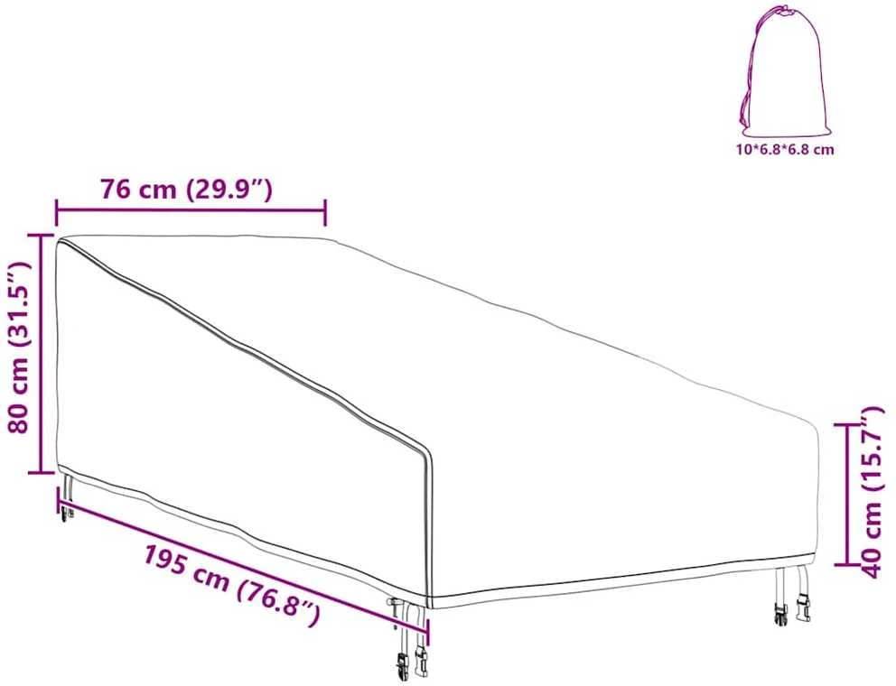 Lauko baldų uždangalas 195 x 76 x 82 cm 600D Oxford audinys