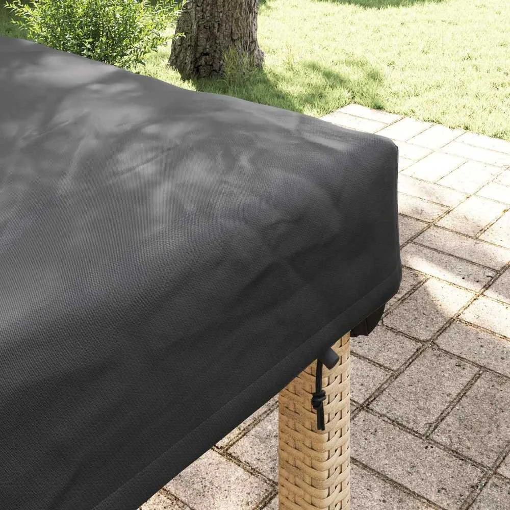 Stalo uždengimas 202 x 102 x 15 cm audinys Stačiakampio Juoda