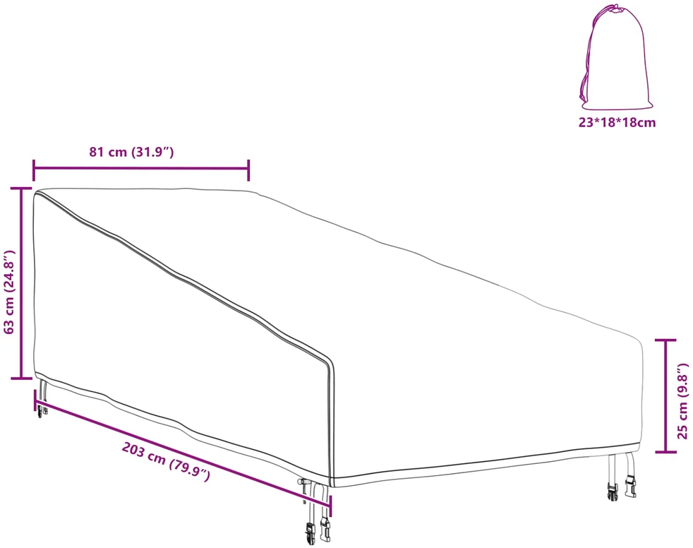 Lauko baldų uždangalas 203 x 81 x 63 cm 600D Oxford audinys