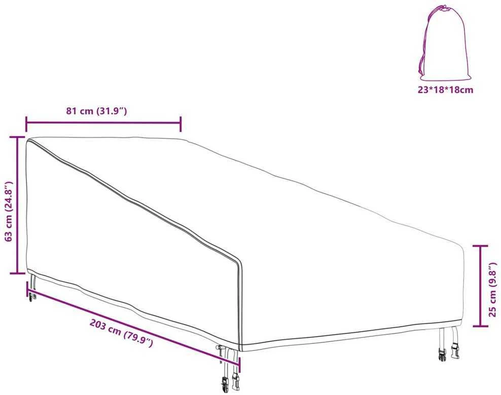 Lauko baldų uždangalas 203 x 81 x 63 cm 210D Oksfordo audinys